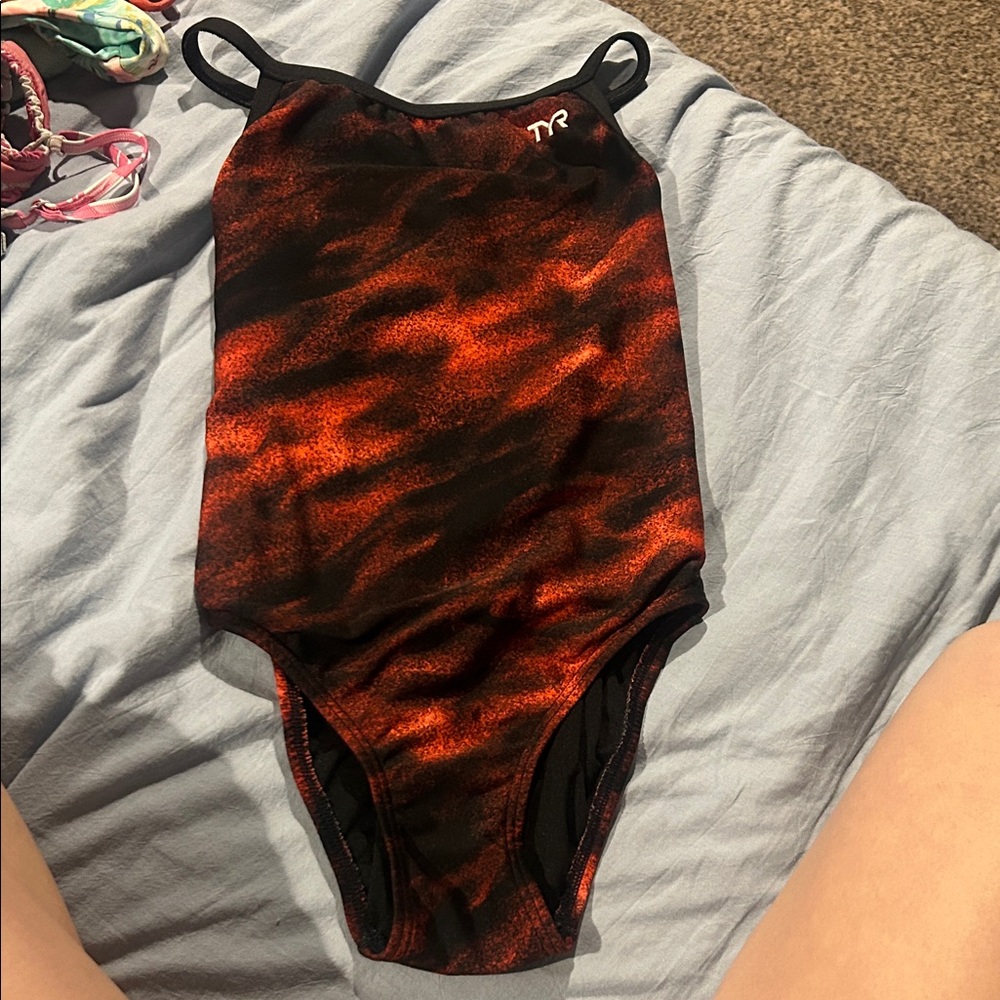 TYR Black and Red Athletic Swimsuit size 28